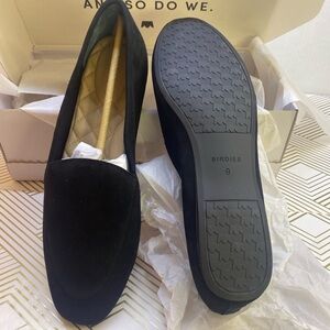 Birdies Black Suede Loafers with Textured Sole